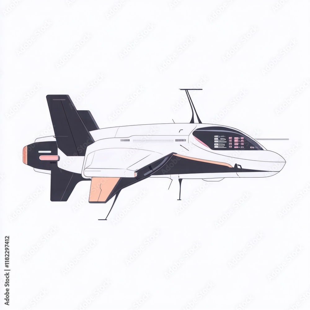 Futuristic Conceptual Aircraft Design Featuring Sleek Lines, Modern Technology, and Innovative Features for Science Fiction Settings and Potential Aerospace Applications Futuristic Conceptual Aircraft Design Featuring Sleek Lines, Modern Technology, and Innovative Features for Science Fiction Settings and Potential Aerospace Applications