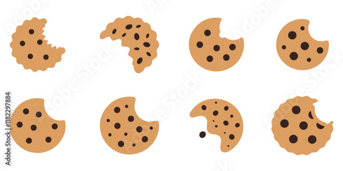 Cookie flat icon set vector art 