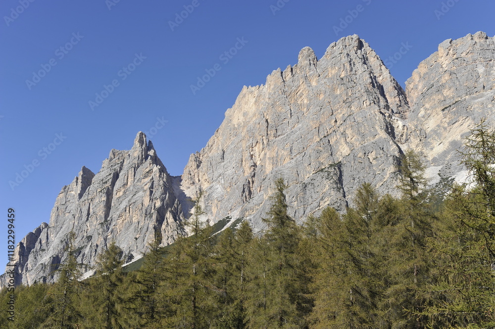 Obraz premium View of Mount Cristallo near Auronzo di Cadore, Cortina d'Ampezzo. Dolomites, Belluno, Italy