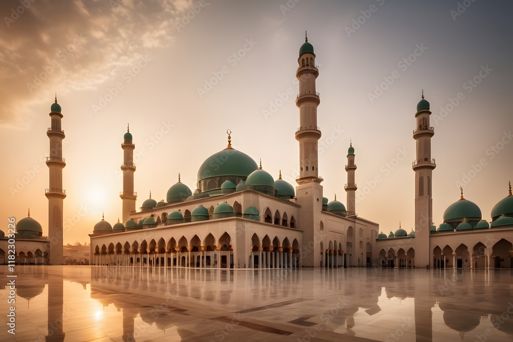 Fototapeta premium Ramadan Kareem Eid Mubarak Mosque Background.