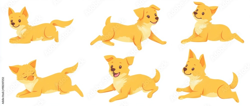 cute dogs in different poses, on a white background, in a doodle style with simple drawings, thick lines, and few details Generative AI cute dogs in different poses, on a white background, in a doodle style with simple drawings, thick lines, and few details Generative AI