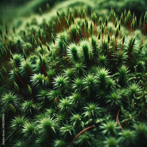 Mossy Terrain A close up of moss each tiny leaf and stalk formin photo