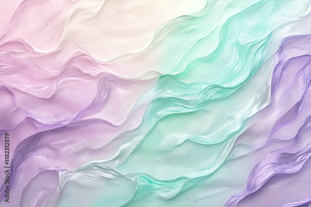 Obraz premium Pastel fabric waves, flowing, translucent, soft.
