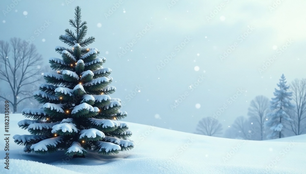 Snowy branches adorn a majestic Christmas tree on an icy white background, frosty atmosphere, evergreen, crystal Snowy branches adorn a majestic Christmas tree on an icy white background, frosty atmosphere, evergreen, crystal