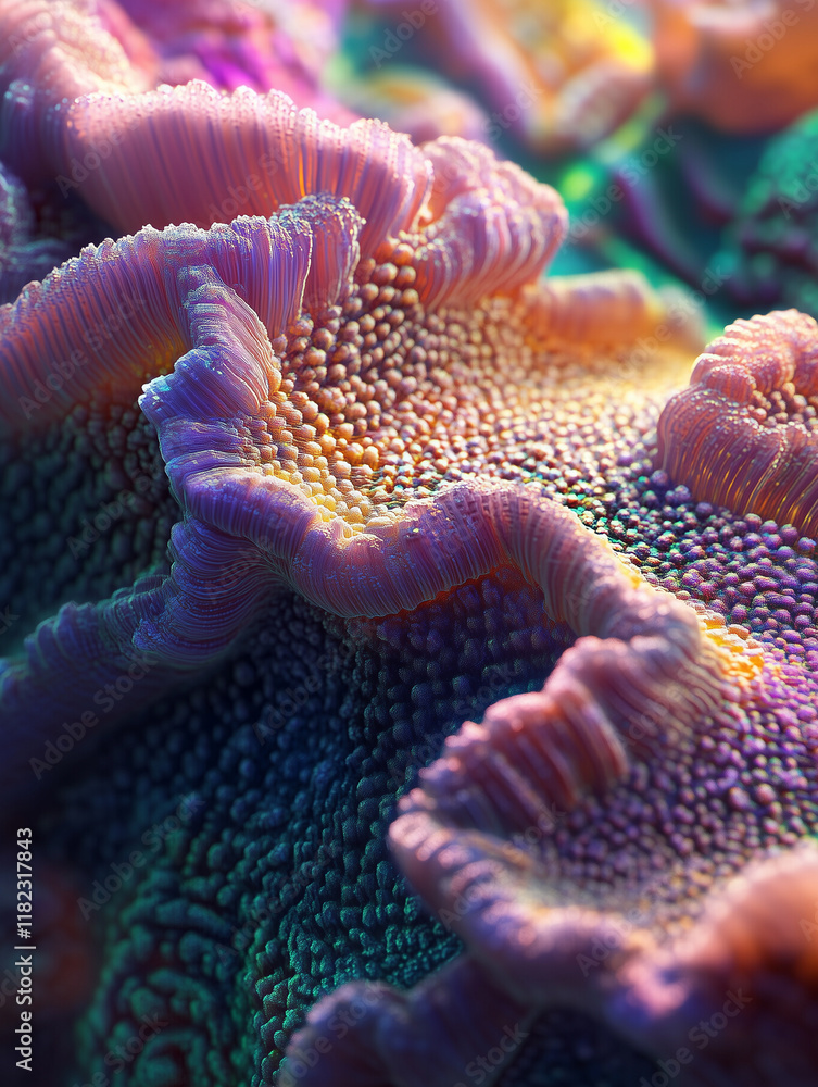 Obraz premium Intricate coral textures showcasing vibrant colors found in ocean ecosystems