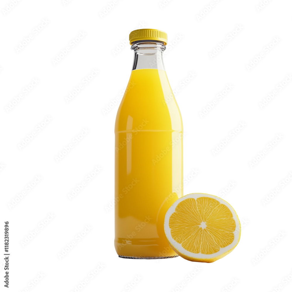 Refreshing Lemon Juice Bottle with a Slice of Lemon Refreshing Lemon Juice Bottle with a Slice of Lemon