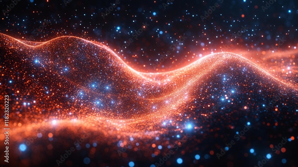 Abstract Glowing Wave of Digital Particles. Generative AI Abstract Glowing Wave of Digital Particles. Generative AI