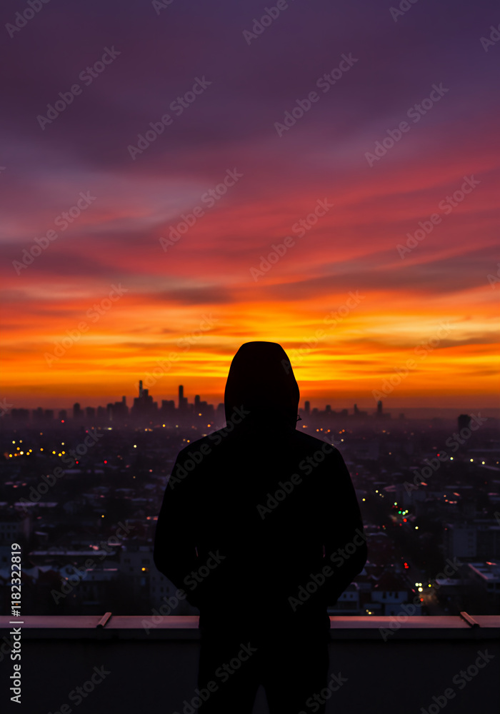 Fototapeta premium 都市の夕景と静かなシルエット