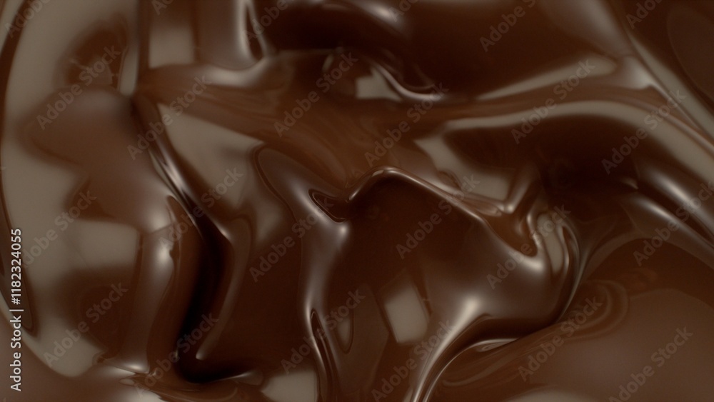 Closeup of Hot Melted Chocolate Splashing in Wavy Shapes. Closeup of Hot Melted Chocolate Splashing in Wavy Shapes.