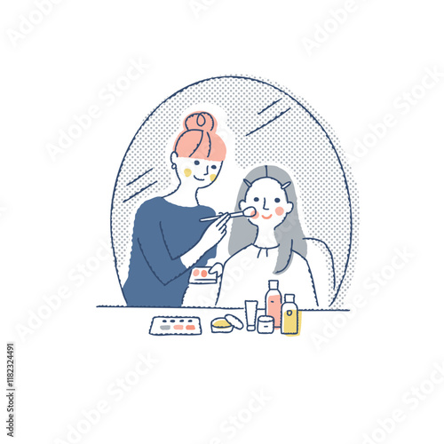 女性に化粧をするメイクアップアーティスト