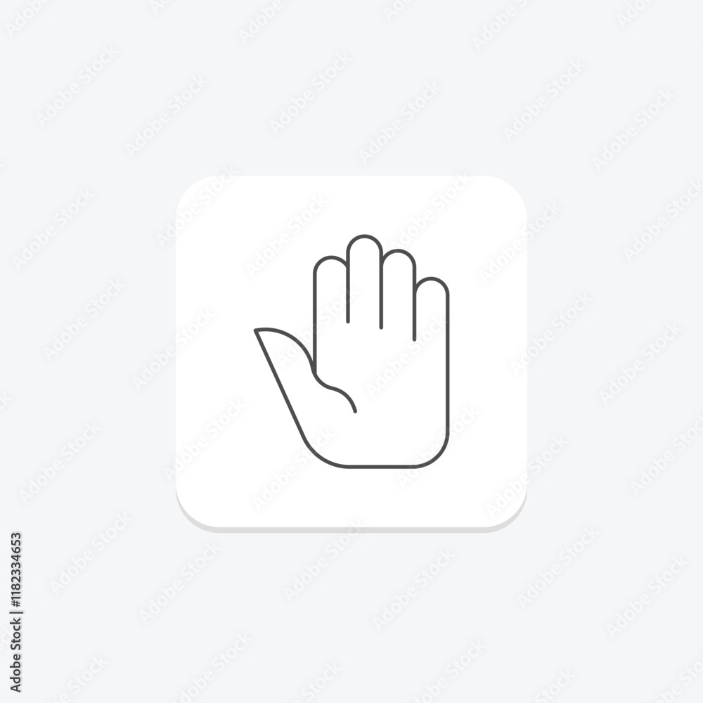 Stop Hand thinline icon , vector, pixel perfect, illustrator file Stop Hand thinline icon , vector, pixel perfect, illustrator file