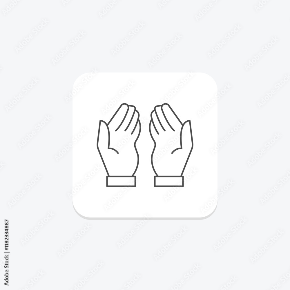 Fototapeta premium Cupped Hand thinline icon , vector, pixel perfect, illustrator file
