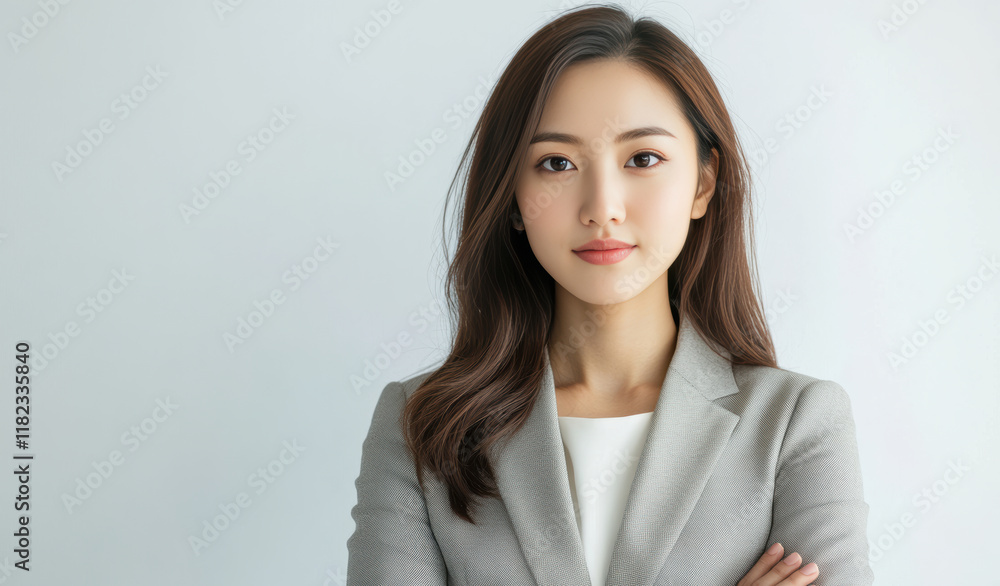 Portraits of Asian women in simple casual attire, standing against plain white background, wear minimal makeup display natural expressions, emphasizing modern, everyday style. Portraits of Asian women in simple casual attire, standing against plain white background, wear minimal makeup display natural expressions, emphasizing modern, everyday style.