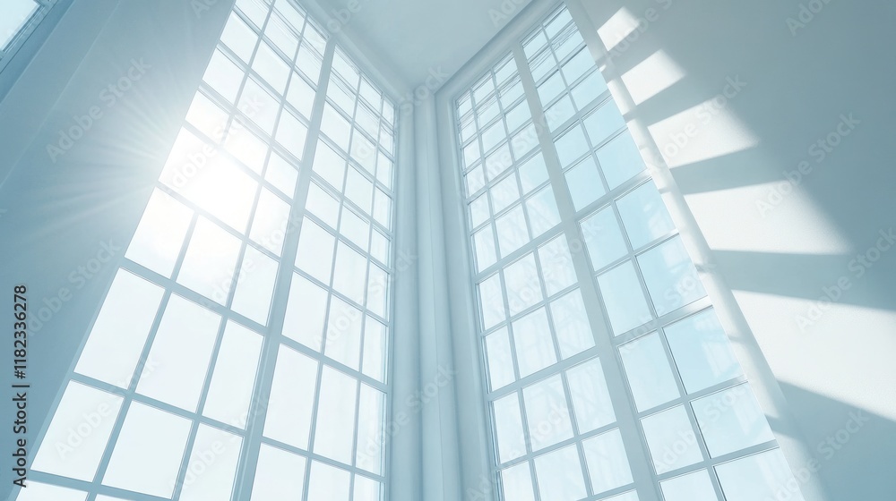 Fototapeta premium Sunlit Modern Architecture: A Study in Light and Form