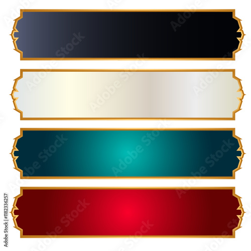 Set of luxury golden arabic islamic banner title frame text box background	
