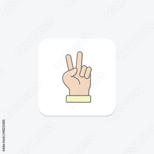 Peace Fingers Two lineal color icon , vector, pixel perfect, illustrator file photo