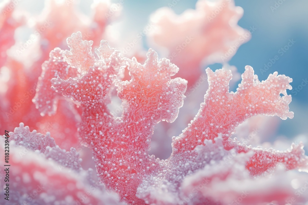 Pink, textured, organic forms; frosty, delicate, close-up. Pink, textured, organic forms; frosty, delicate, close-up.