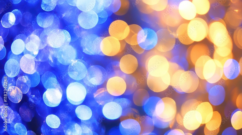 Fototapeta premium Festive glittering bokeh effects magical atmosphere high detail blue and gold colors captivating viewpoint