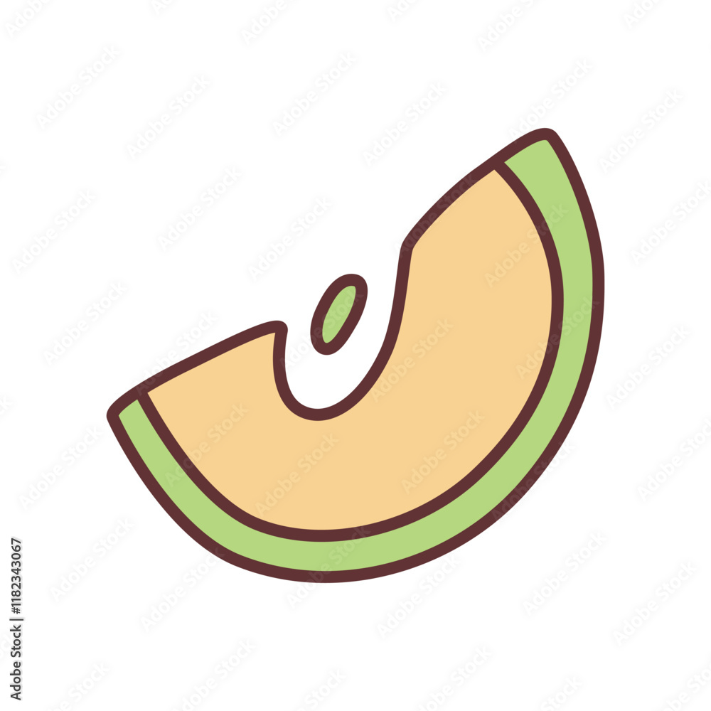 Apple slice doodle icon hand drawn with thin line in minimalistic style and colored. Vector illustration isolated on white background Apple slice doodle icon hand drawn with thin line in minimalistic style and colored. Vector illustration isolated on white background