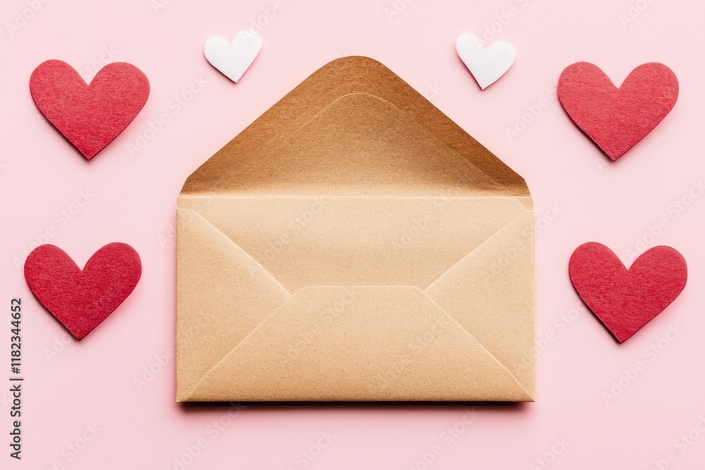 Mockup of a Happy Valentine's day card featuring a red heart inside an envelope on a pink backdrop Mockup of a Happy Valentine's day card featuring a red heart inside an envelope on a pink backdrop