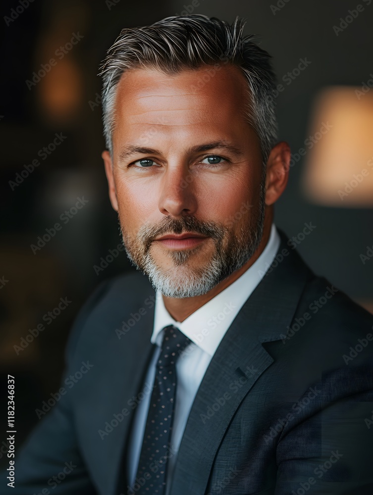 Man in a Suit Posing Confidently for a Professional Portrait in a Modern Setting Man in a Suit Posing Confidently for a Professional Portrait in a Modern Setting