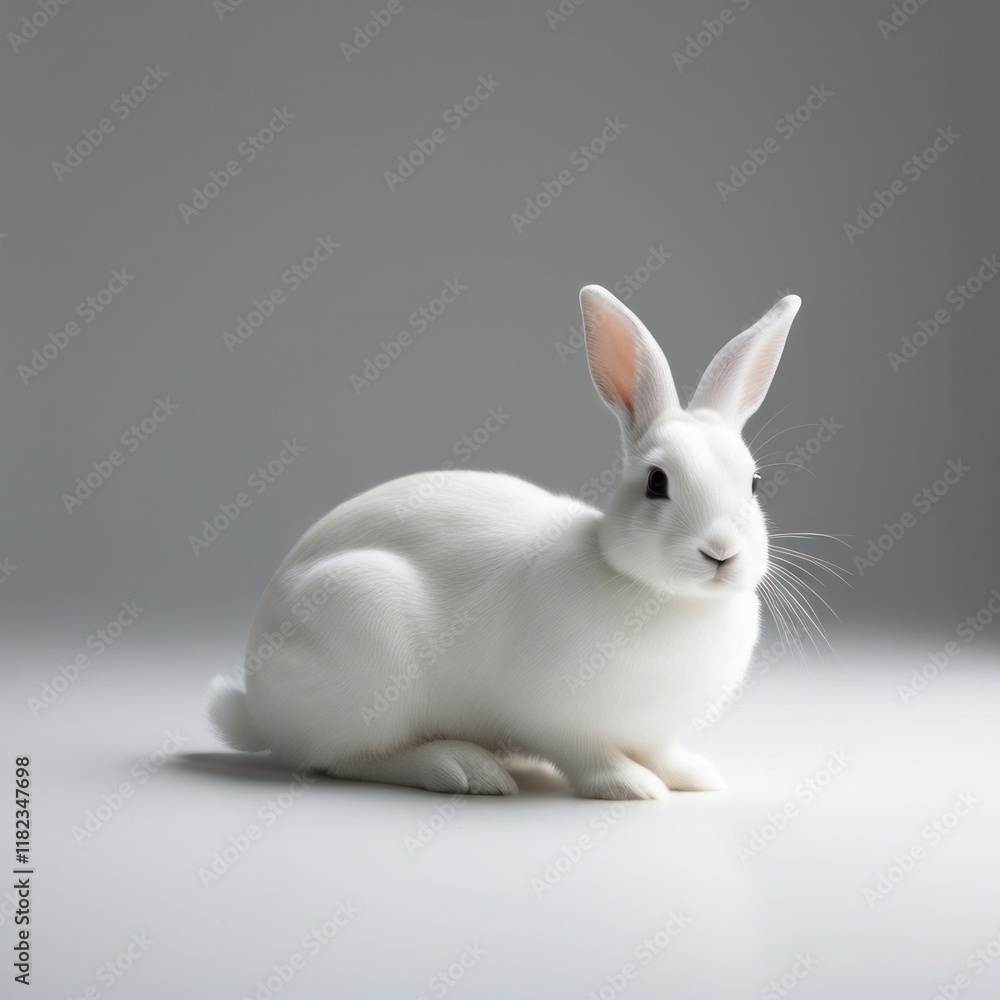 Adorable white rabbit in a white room. Happy Easter holiday Adorable white rabbit in a white room. Happy Easter holiday