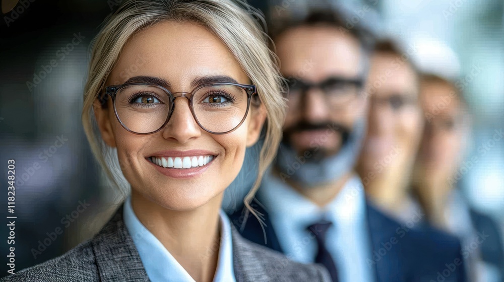 Professional group portrait featuring smiling colleagues. Professional group portrait featuring smiling colleagues.