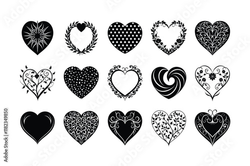 WebBlack silhouette vector heart icon set
