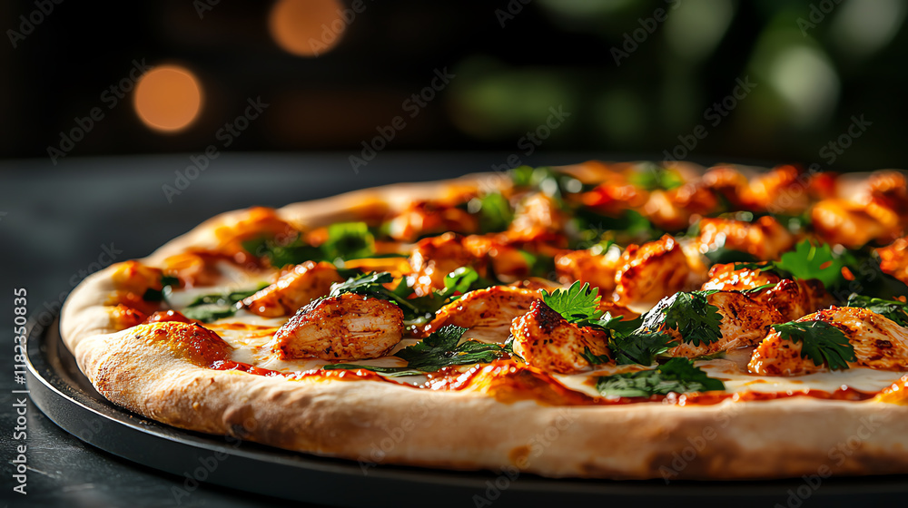f0b Tandoori chicken pizza with spiced yogurtmarinated chicken and cilantro garnish f0b Tandoori chicken pizza with spiced yogurtmarinated chicken and cilantro garnish