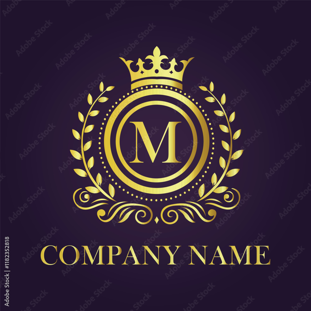 Fototapeta premium Letter M luxury gold logo concept