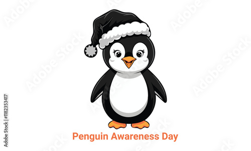 Illustration Vector Graphic Cartoon of a Mini Penguin Taking a Stroll, Featuring Intricate Details on Its Smooth Feathers, Tiny Flippers, and Cheerful Expression.