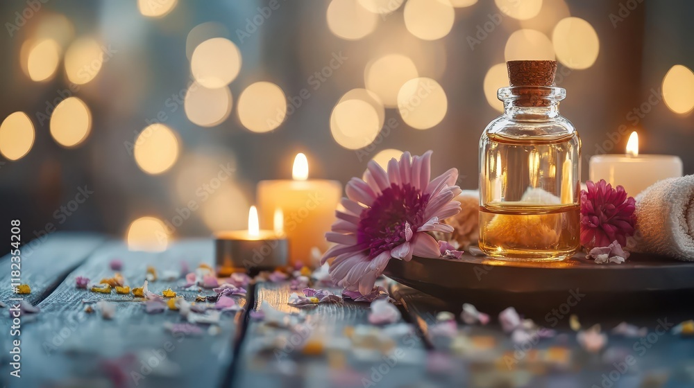 A person enjoying a relaxing massage at a spa, with essential oils and candles in the background, promoting relaxation and self-care A person enjoying a relaxing massage at a spa, with essential oils and candles in the background, promoting relaxation and self-care
