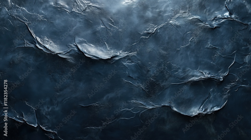 Frozen dark blue surface with rough cracked texture and natural icy formations Frozen dark blue surface with rough cracked texture and natural icy formations