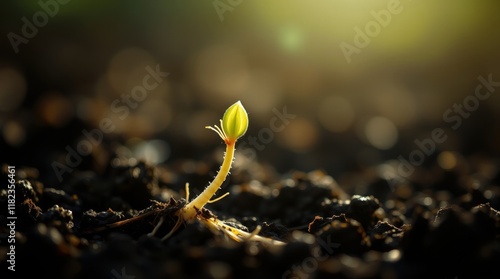 a seed germinating in the soil
