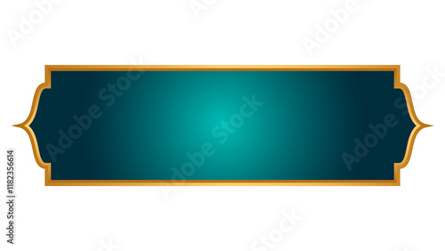 Luxury golden arabic islamic text box title frame border set with ornamental illustration	