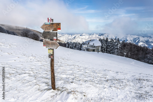 Winter landscape in Campigna, Casentinesi Forest National Park, Emilia-Romagna, Italy
