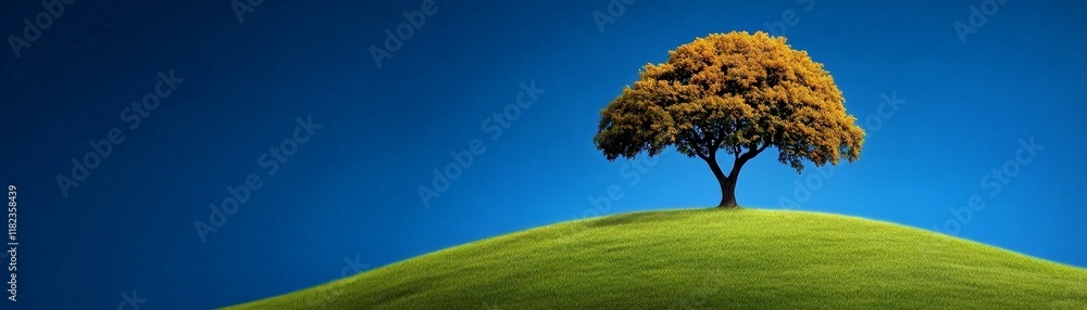 Fototapeta premium Solitary Tree on a Green Hill
