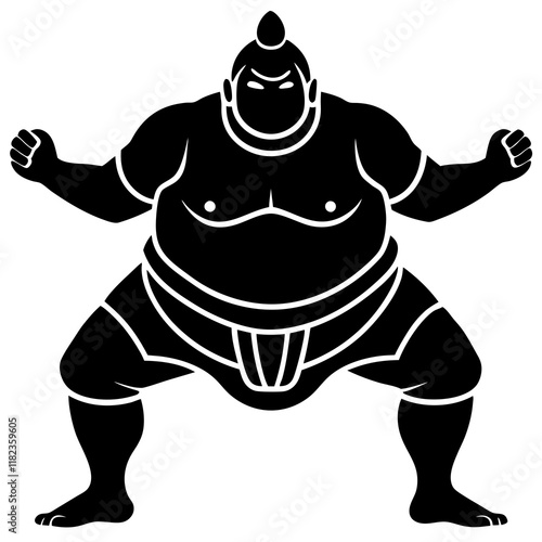 Sumo wrestling mawashi silhouette vector illustration