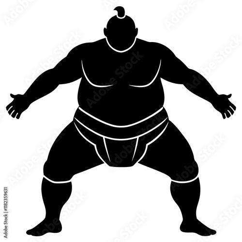 Sumo wrestling mawashi silhouette vector illustration
