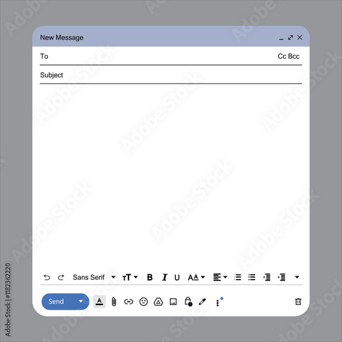 Email window template blank email mockup screen vector