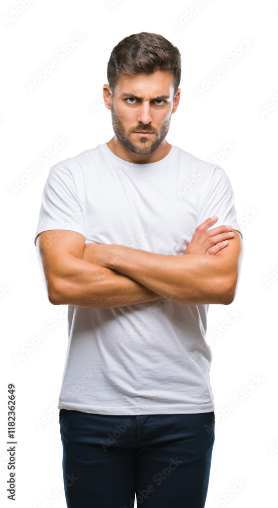Young handsome man over isolated background skeptic and nervous, disapproving expression on face with crossed arms. Negative person. Young handsome man over isolated background skeptic and nervous, disapproving expression on face with crossed arms. Negative person.