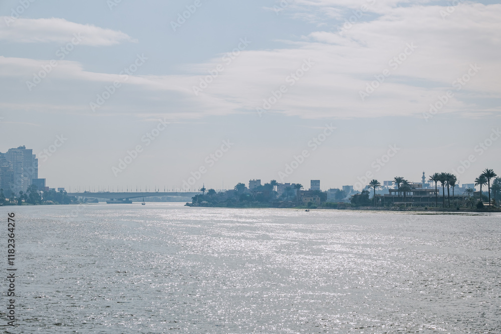 Panoramic view of Cairo from the river Nile in Egypt Panoramic view of Cairo from the river Nile in Egypt