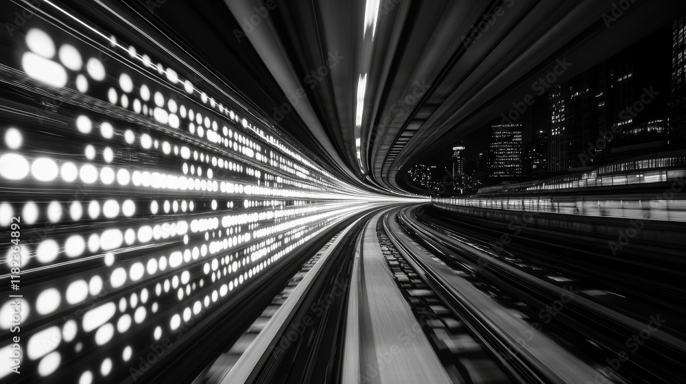 Nighttime urban transit, blurred motion, bright lights. Nighttime urban transit, blurred motion, bright lights.