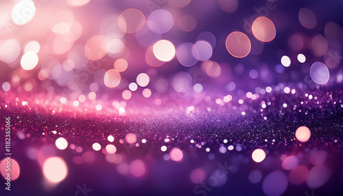 abstract bokeh background with sparkle light and glow in purple and pink hues blurry and blurred