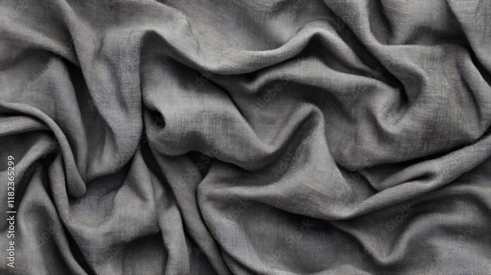 Draped Gray Fabric Texture Background, Soft Wrinkled Cloth Surface, Elegant Textile Design Draped Gray Fabric Texture Background, Soft Wrinkled Cloth Surface, Elegant Textile Design