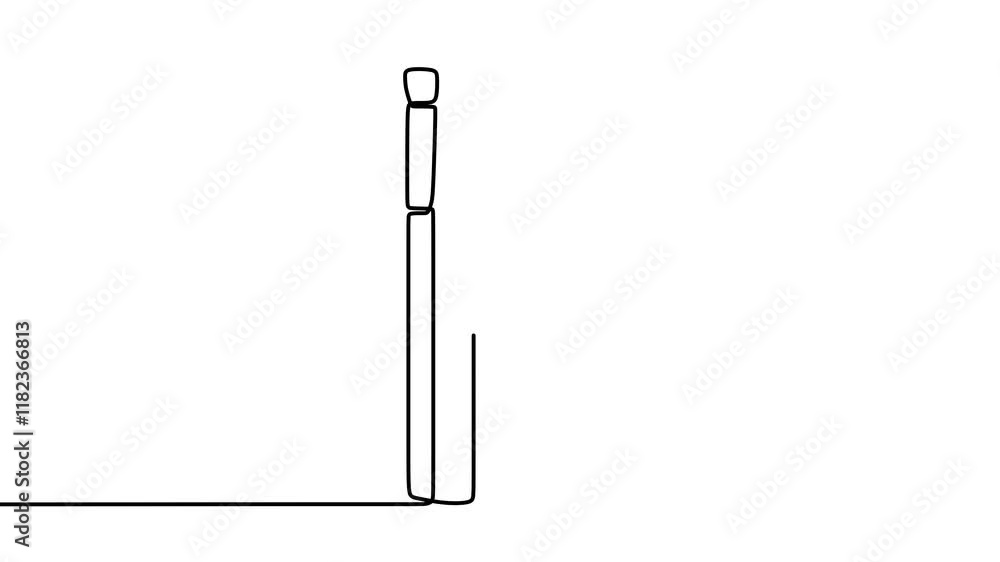 Continuous drawing line art of paint brush with black line and white background. One line animation