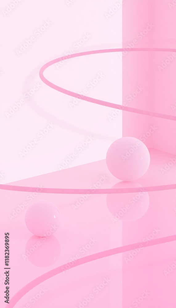Pink abstract background with two glossy spheres. Pink abstract background with two glossy spheres.