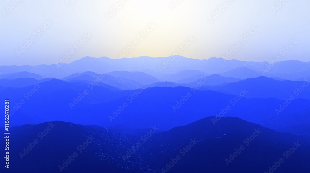 Obraz premium Serene Blue Mountain Range Landscape at Sunset