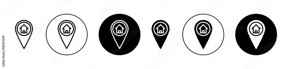 Address icons set in black filled and outlined style Address icons set in black filled and outlined style
