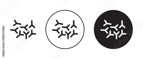 Bifidobacterium probiotics icons set in black filled and outlined style